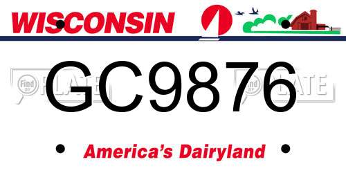 GC9876 Wisconsin License Plate