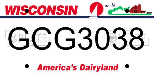 GCG3038 Wisconsin License Plate