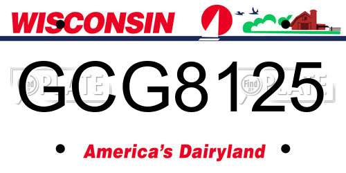 GCG8125 Wisconsin License Plate