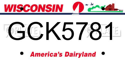 GCK5781 Wisconsin License Plate