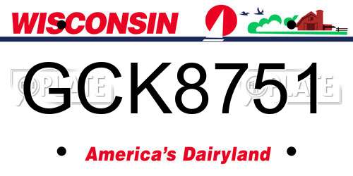 GCK8751 Wisconsin License Plate