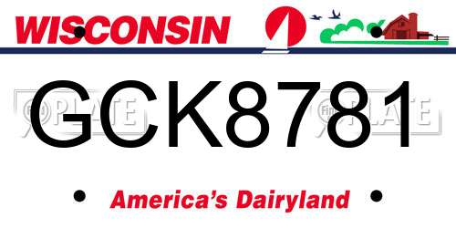 GCK8781 Wisconsin License Plate