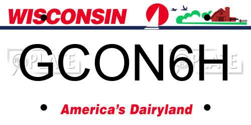 GCON6H Wisconsin License Plate