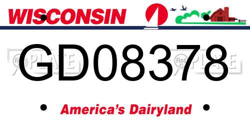 GD08378 Wisconsin License Plate