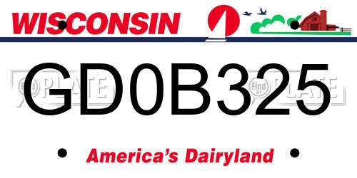 GD0B325 Wisconsin License Plate
