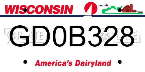 GD0B328 Wisconsin License Plate