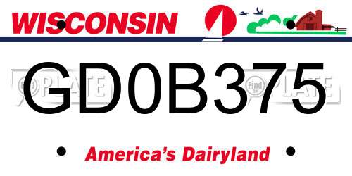 GD0B375 Wisconsin License Plate