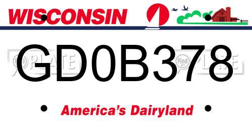 GD0B378 Wisconsin License Plate