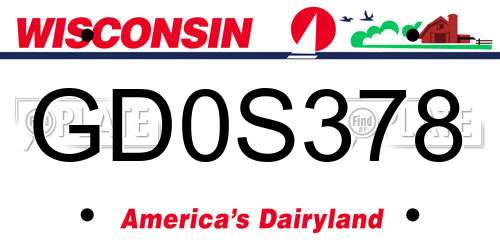 GD0S378 Wisconsin License Plate