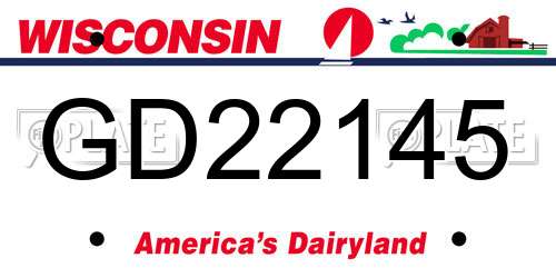 GD22145 Wisconsin License Plate