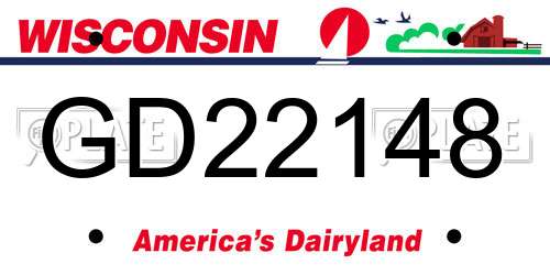 GD22148 Wisconsin License Plate
