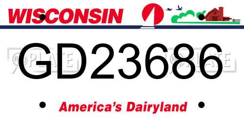 GD23686 Wisconsin License Plate