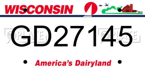 GD27145 Wisconsin License Plate
