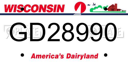 GD28990 Wisconsin License Plate