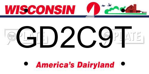 GD2C9T Wisconsin License Plate