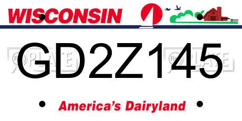 GD2Z145 Wisconsin License Plate