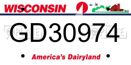 GD30974 Wisconsin License Plate
