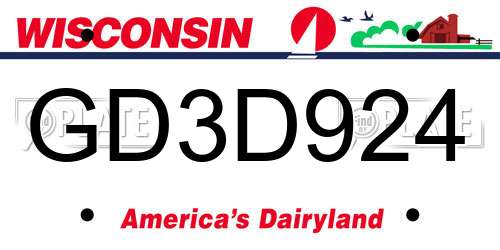 GD3D924 Wisconsin License Plate