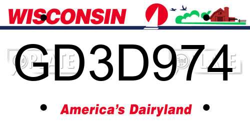 GD3D974 Wisconsin License Plate