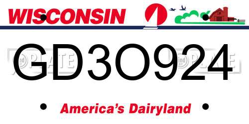 GD3O924 Wisconsin License Plate