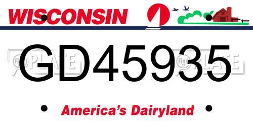 GD45935 Wisconsin License Plate