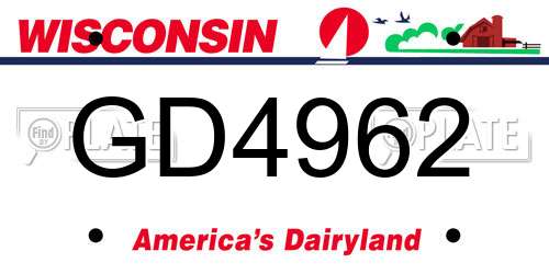 GD4962 Wisconsin License Plate