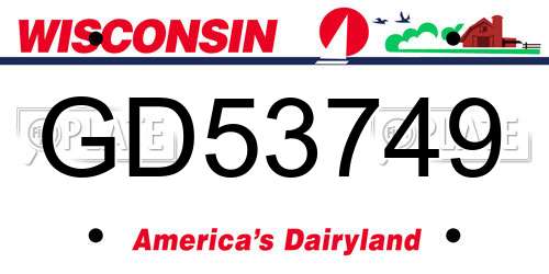 GD53749 Wisconsin License Plate