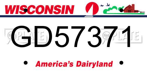 GD57371 Wisconsin License Plate