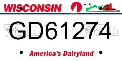 GD61274 Wisconsin License Plate