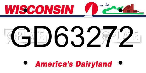 GD63272 Wisconsin License Plate