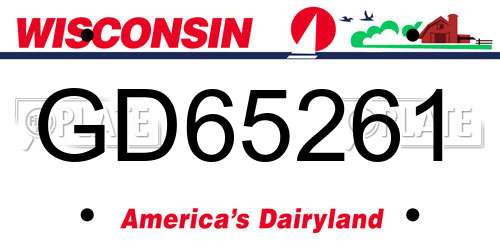 GD65261 Wisconsin License Plate