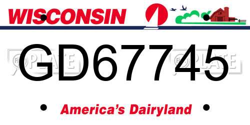 GD67745 Wisconsin License Plate