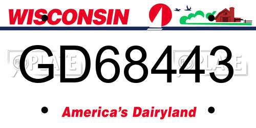 GD68443 Wisconsin License Plate