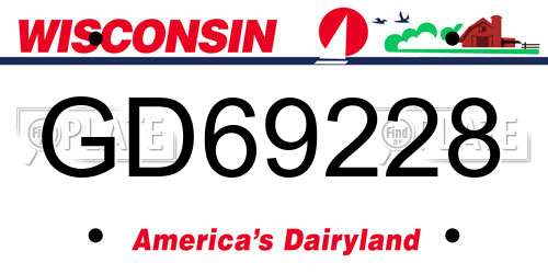 GD69228 Wisconsin License Plate