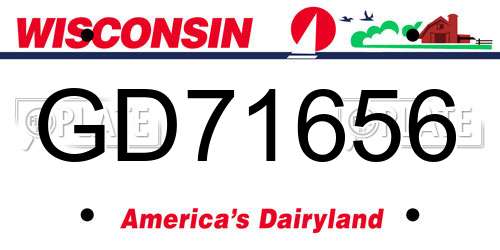 GD71656 Wisconsin License Plate