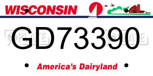 GD73390 Wisconsin License Plate