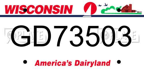 GD73503 Wisconsin License Plate