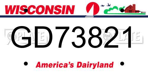 GD73821 Wisconsin License Plate