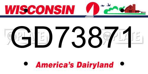 GD73871 Wisconsin License Plate