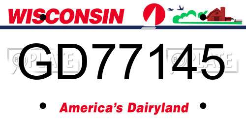 GD77145 Wisconsin License Plate