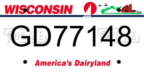 GD77148 Wisconsin License Plate
