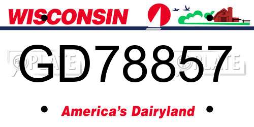 GD78857 Wisconsin License Plate