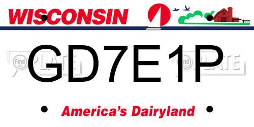 GD7E1P Wisconsin License Plate