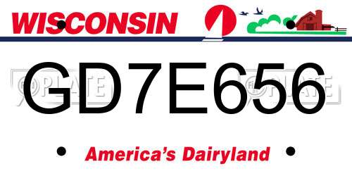 GD7E656 Wisconsin License Plate