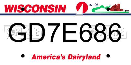 GD7E686 Wisconsin License Plate