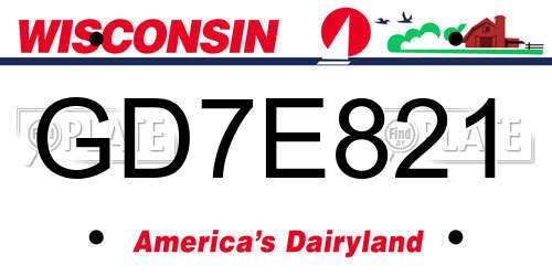 GD7E821 Wisconsin License Plate