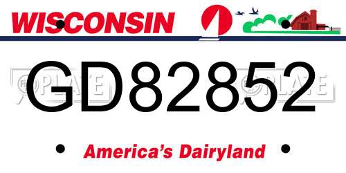 GD82852 Wisconsin License Plate