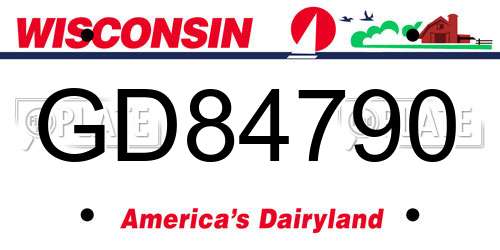 GD84790 Wisconsin License Plate