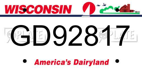 GD92817 Wisconsin License Plate