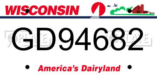 GD94682 Wisconsin License Plate